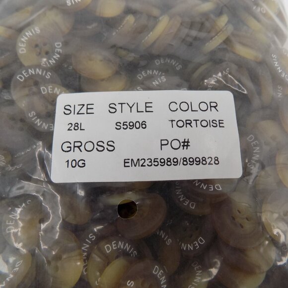 Faux Tortoise 4 hole 28L Buttons 11/16" 18mm 10 Gross 1440 Flat Opaque LOGO NIB - Picture 5 of 5